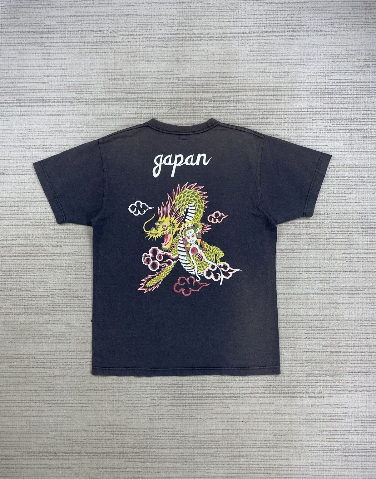 Vintage Japanese Fashion Dragon Design Shortsleeve Shirt