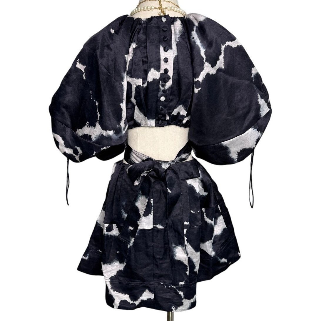 Aje AJE Oxidised Puff-sleeved Cutout Mini Dress navy size US 2 Size XS / US 0-2 / IT 36-38 - 9 Thumbnail