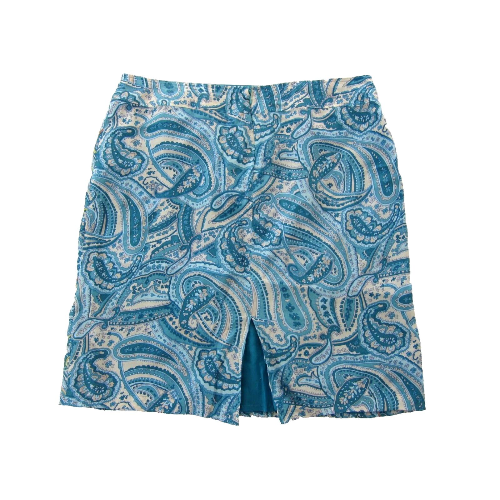 Worthington Worthington 100% Silk Blue White Paisley Straight A-Line Pencil Skirt Women 16 Size 38" / US 16 / IT 52 - 2 Thumbnail