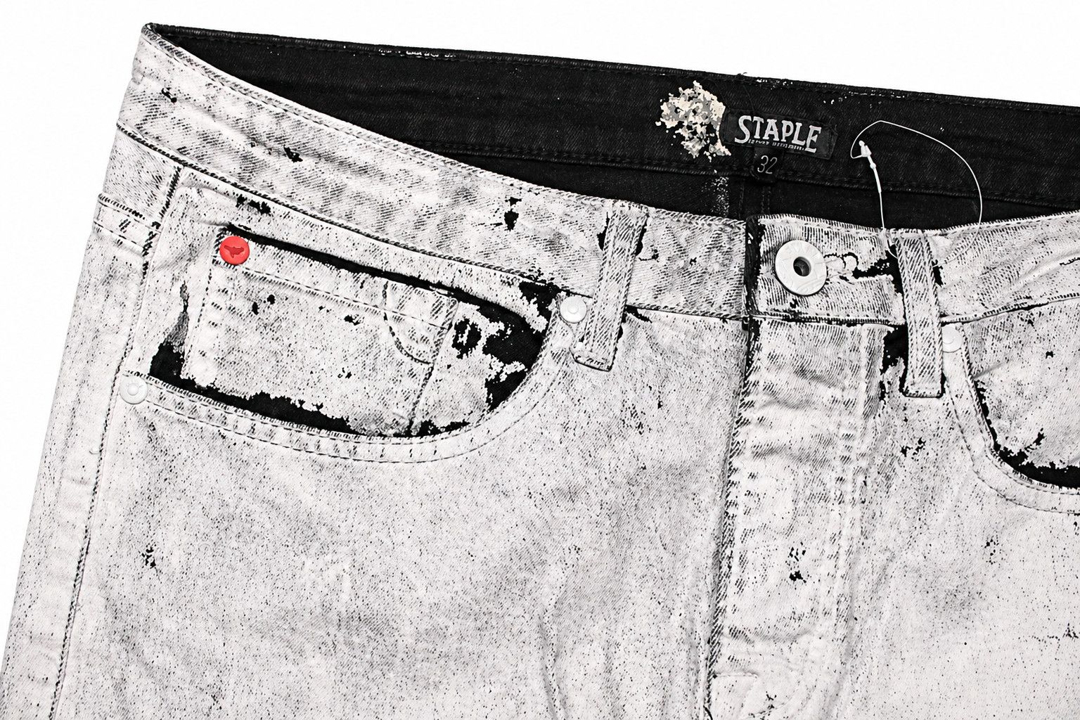 Staple Staple Pigeon White Paint-Treated Skinny Jeans Margiela Size US 34 / EU 50 - 2 Thumbnail