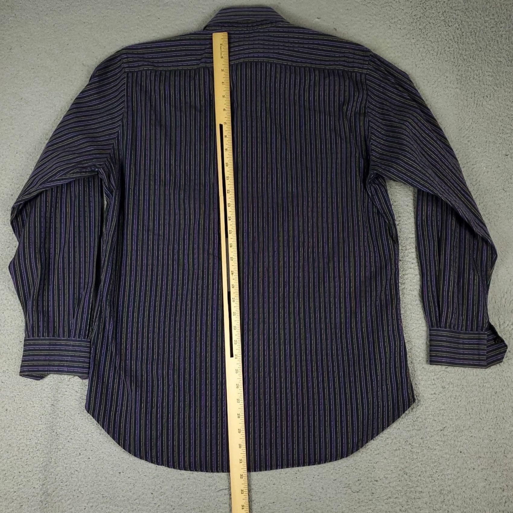 Etro ETRO Shirt Mens Size 42 Purple Striped Button Up Long Sleeve Made In Italy Size US XL / EU 56 / 4 - 4 Thumbnail