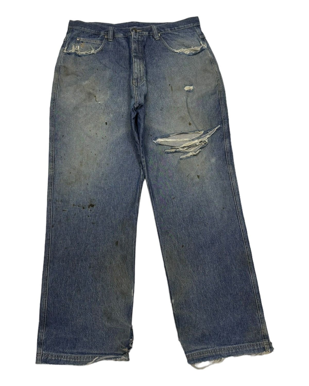 JNCO × Rocawear × Vintage VINTAGE ROCAWEAR BAGGY JEANS DISTRESS RIPS DENIM JEANS Size US 38 / EU 54 - 3 Thumbnail