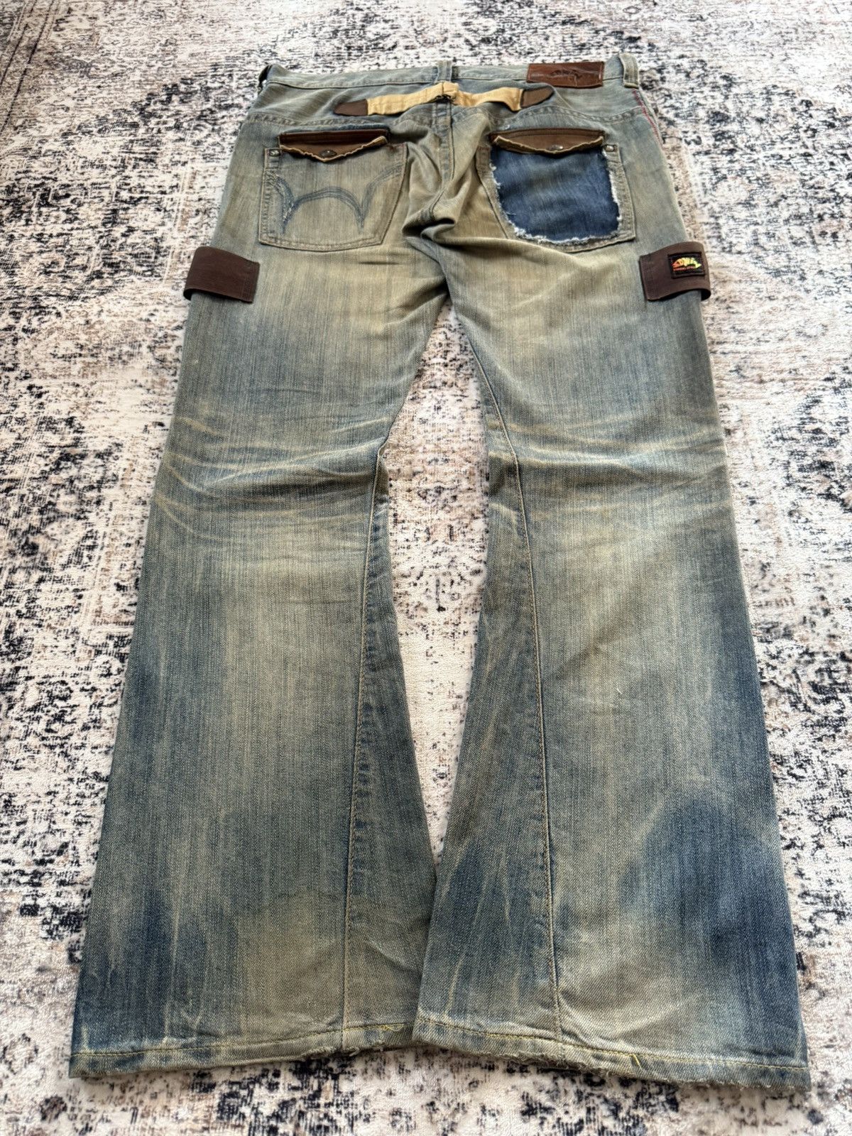 Le Grande Bleu (L.G.B.) Edwin Tokyo Mud Wash Distressed Flared Jeans Size US 36 / EU 52 - 2 Thumbnail