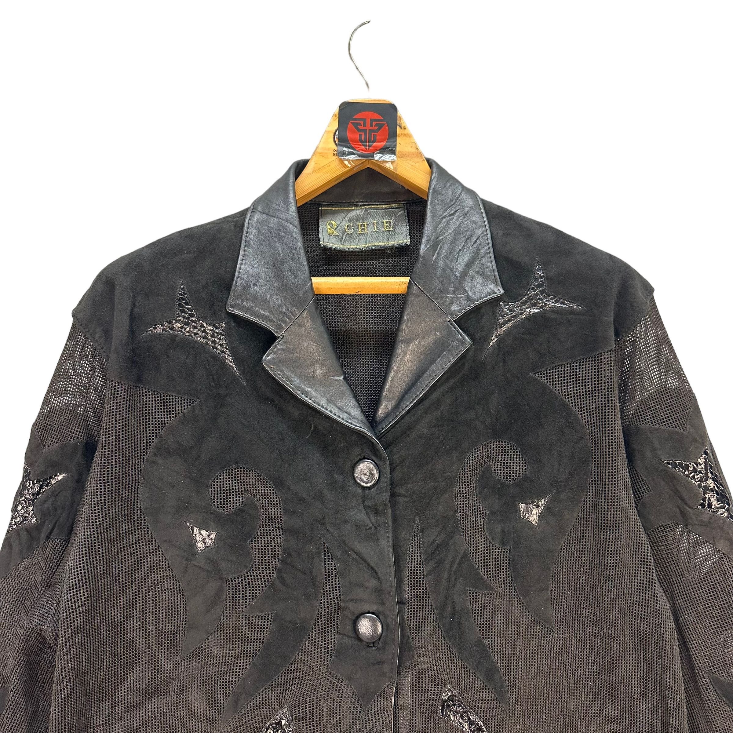Japanese Brand RARE🔥 C H I E JUTTA COVIAN SNAKE SKIN MESH JACKET #7562-153 Size L / US 10 / IT 46 - 2 Thumbnail