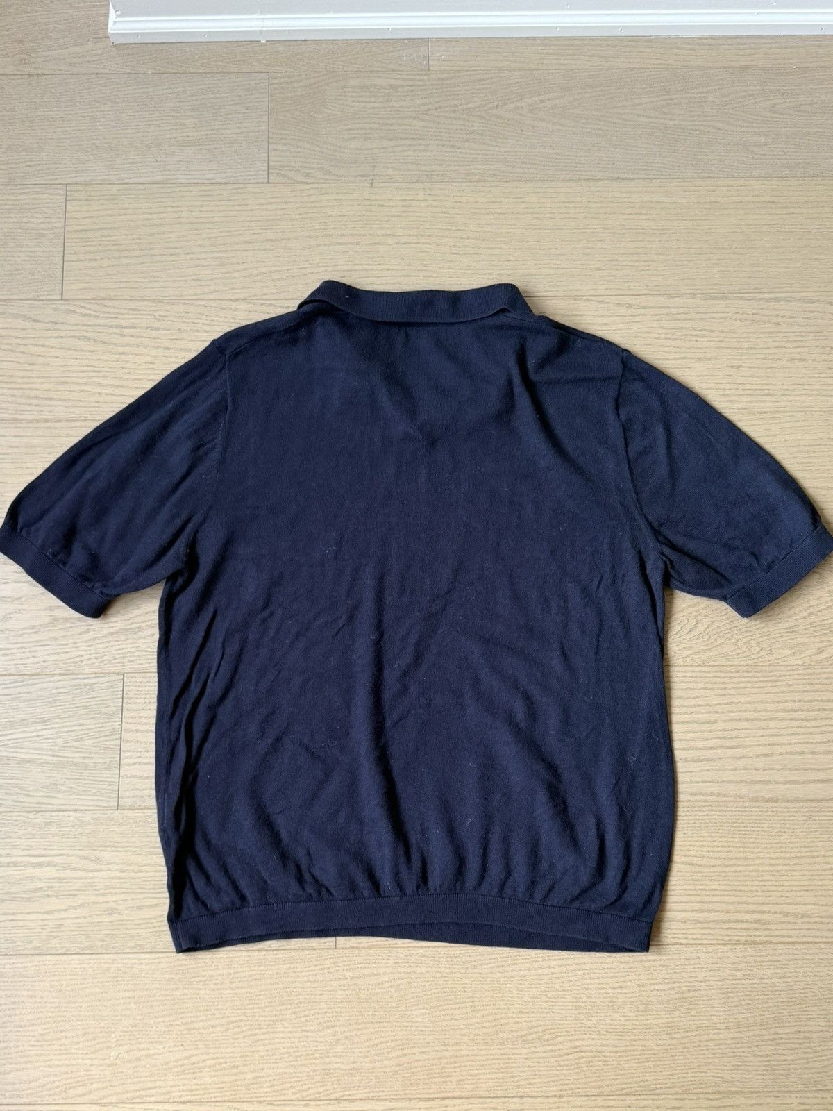 A Day's March Navy Blue Knit Cotton Polo Size US M / EU 48-50 / 2 - 2 Thumbnail