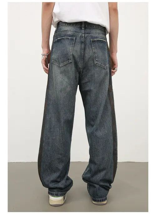 VIBE Hip-hop retro men's American loose washed wide-leg jeans Size US 32 / EU 48 - 6 Thumbnail