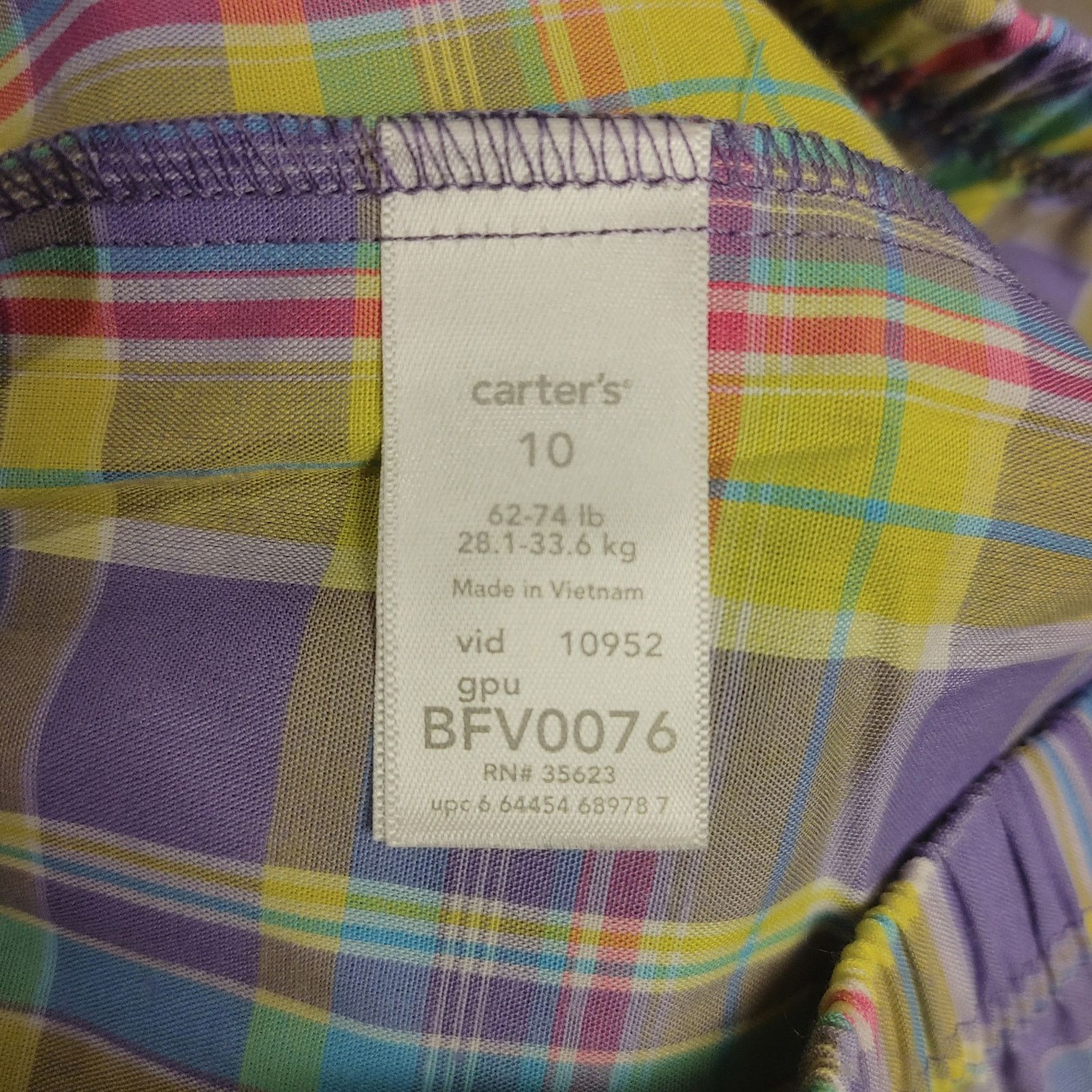 Other Carter's Women's 10 Stretch Yellow/Purple/Blue Plaid Pants Size 32" / US 10 / IT 46 - 3 Thumbnail