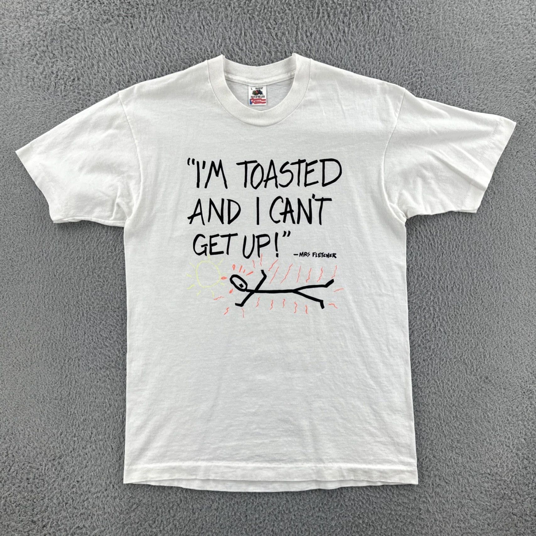 Fruit Of The Loom VINTAGE Fruit Of The Loom Mens L White Single Stitch Shirt 90s Humor USA Size US L / EU 52-54 / 3 - 2 Thumbnail