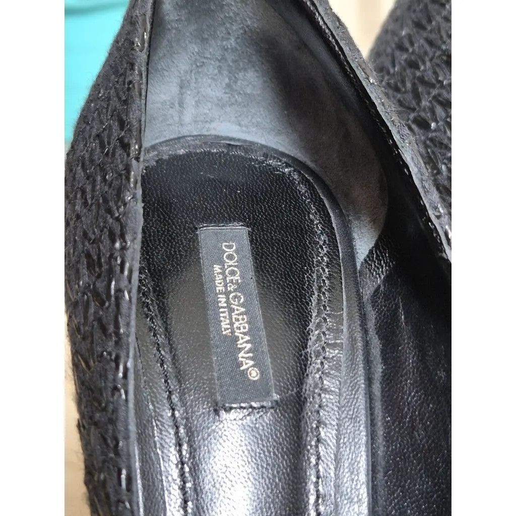 Dolce & Gabbana Dolce & Gabbana Black Raffia Rosette Pumps Size US 7.5 / IT 37.5 - 10 Thumbnail
