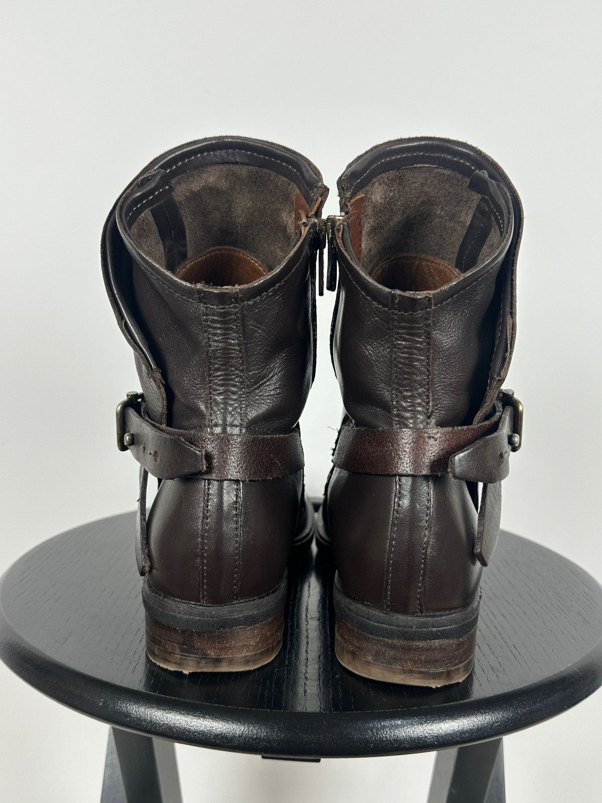 A.S.98 A.S.98. Airstep Brown Leather Biker Buckle Strap Ankle Boots Size US 8 / IT 38 - 10 Thumbnail
