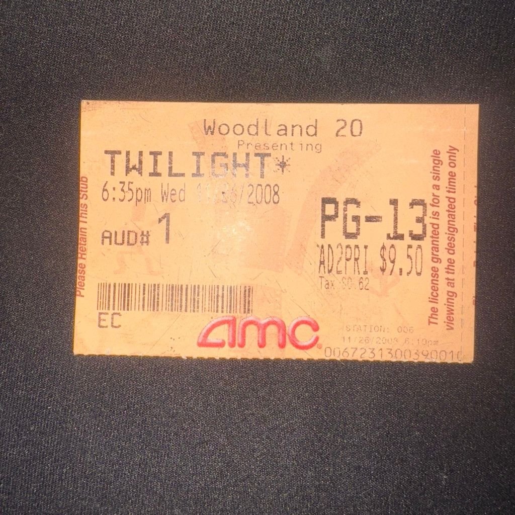 Vintage 2008 Twilight Movie Release AMC Movie Ticket Stub Orange Red Size ONE SIZE - 3 Thumbnail