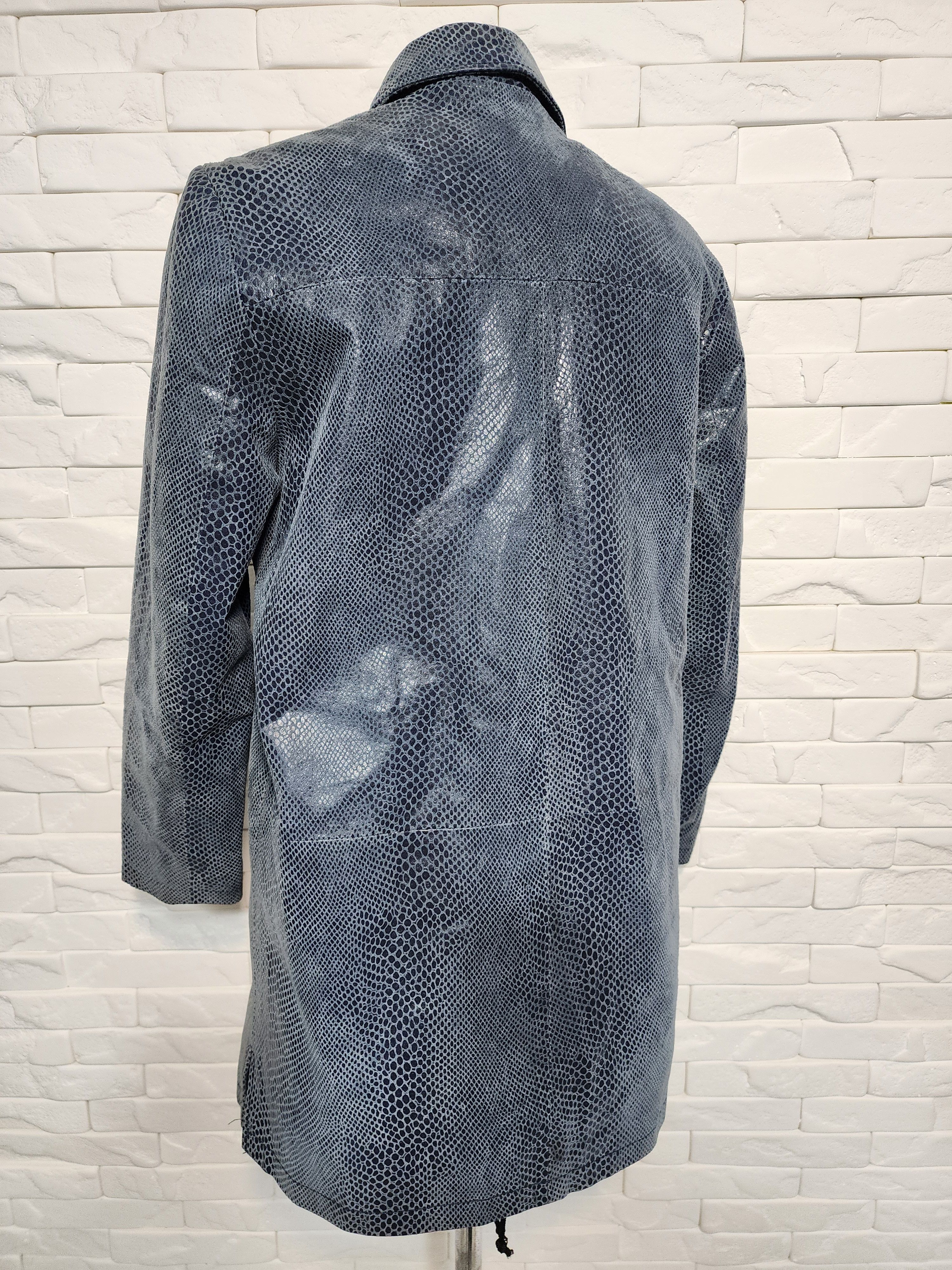 Genuine Leather Women's leather jacket in blue color. Size L / US 10 / IT 46 - 6 Thumbnail