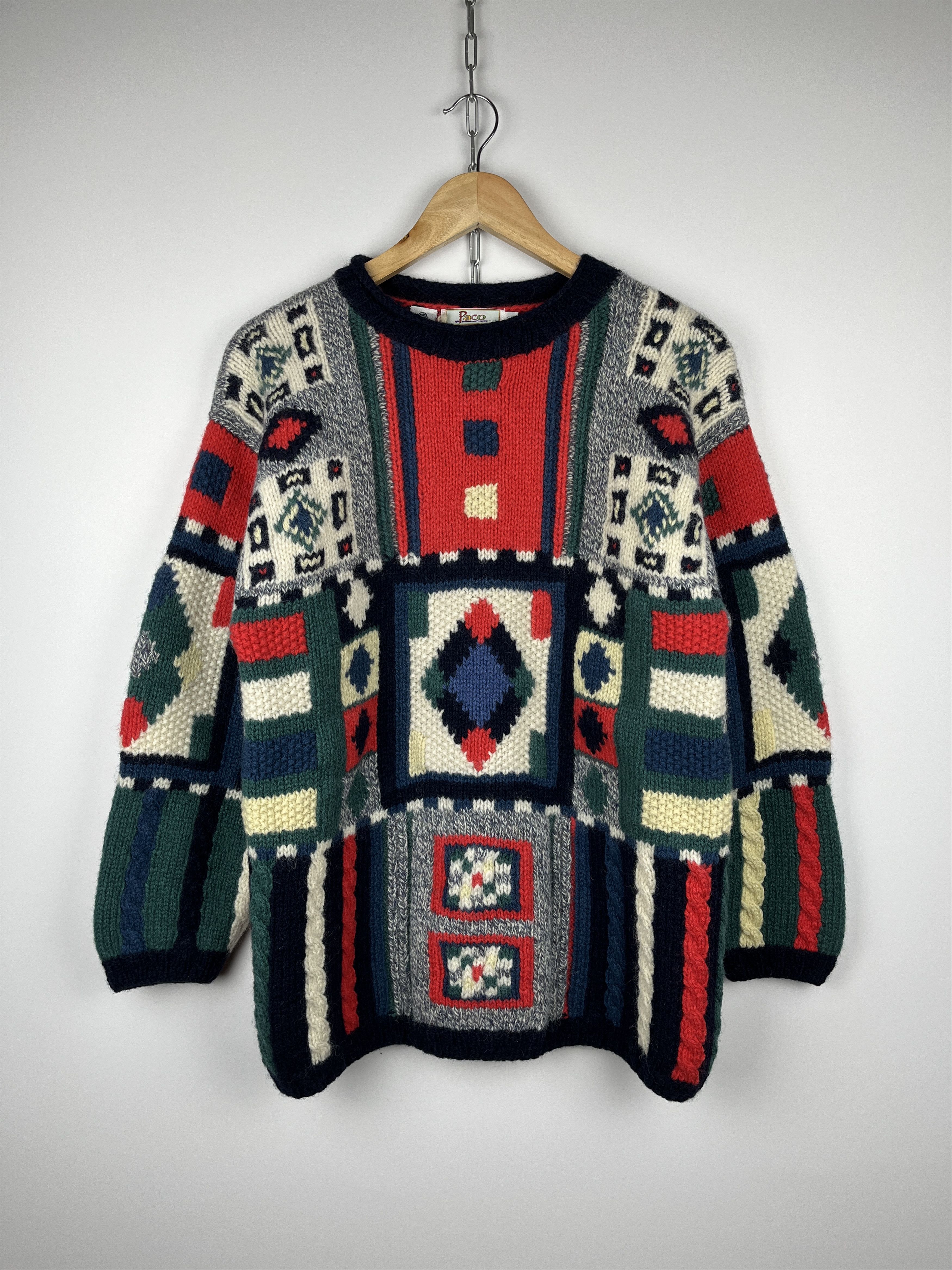 Vintage PACO Geometric Abstract Wool Knit Sweater Size S/M Christmas Size US S / EU 44-46 / 1 - 1 Thumbnail
