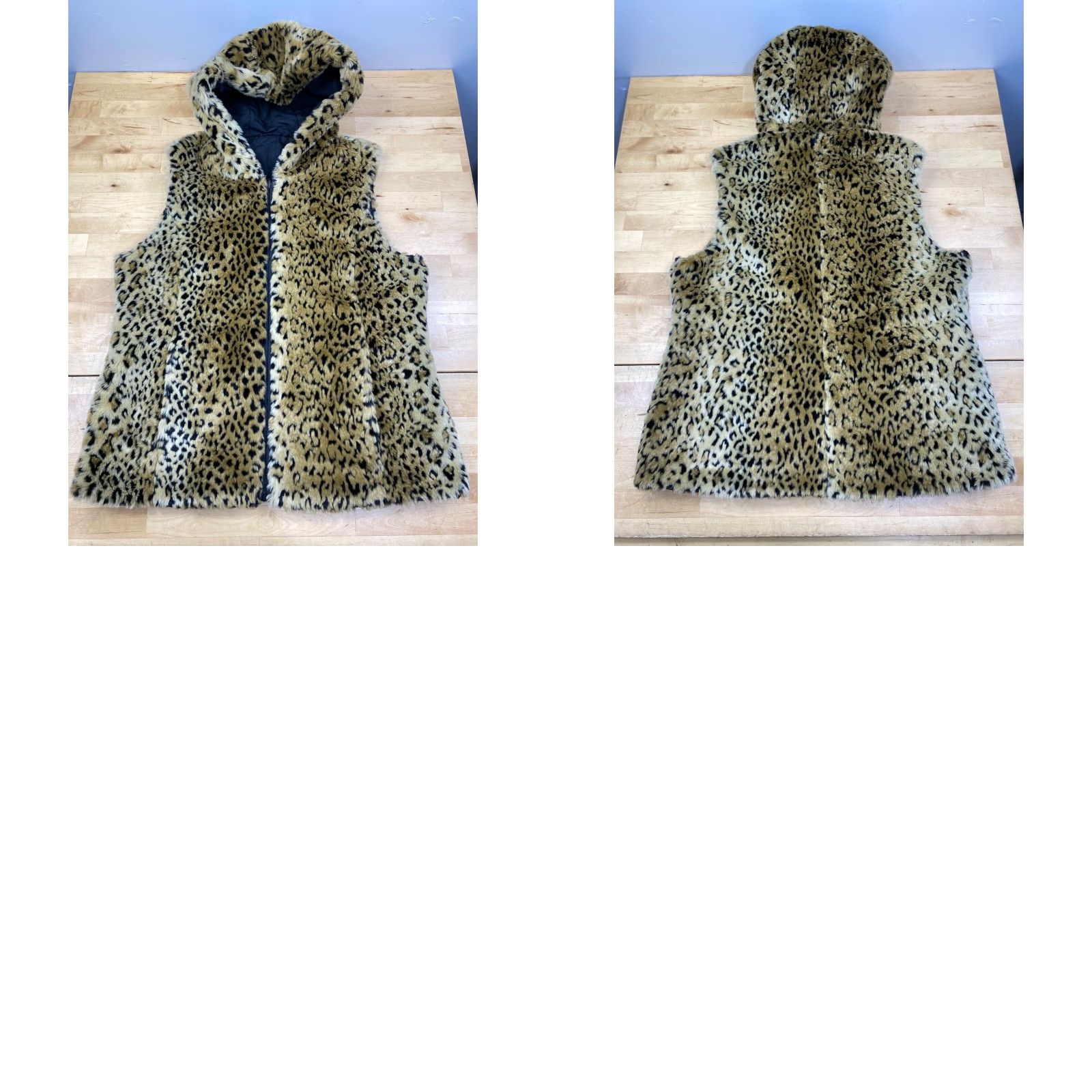 Vintage Kristen Blake Reversible Vest Womens M Faux Fur Cheetah Zip Hooded #9978 Size M / US 6-8 / IT 42-44 - 8 Thumbnail
