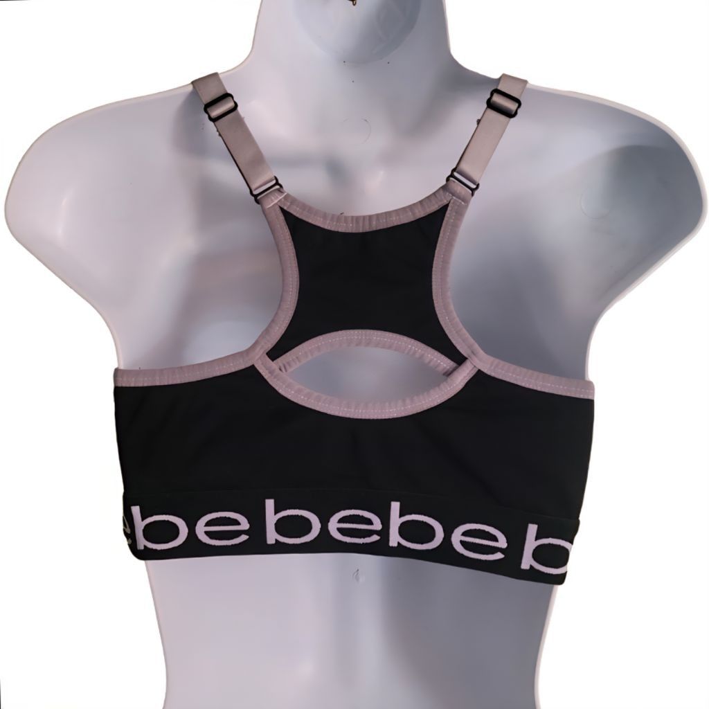 Bebe Bebe Y2K logo 2 tone sports bra black Heather gray size XS/S Size ONE SIZE - 4 Thumbnail