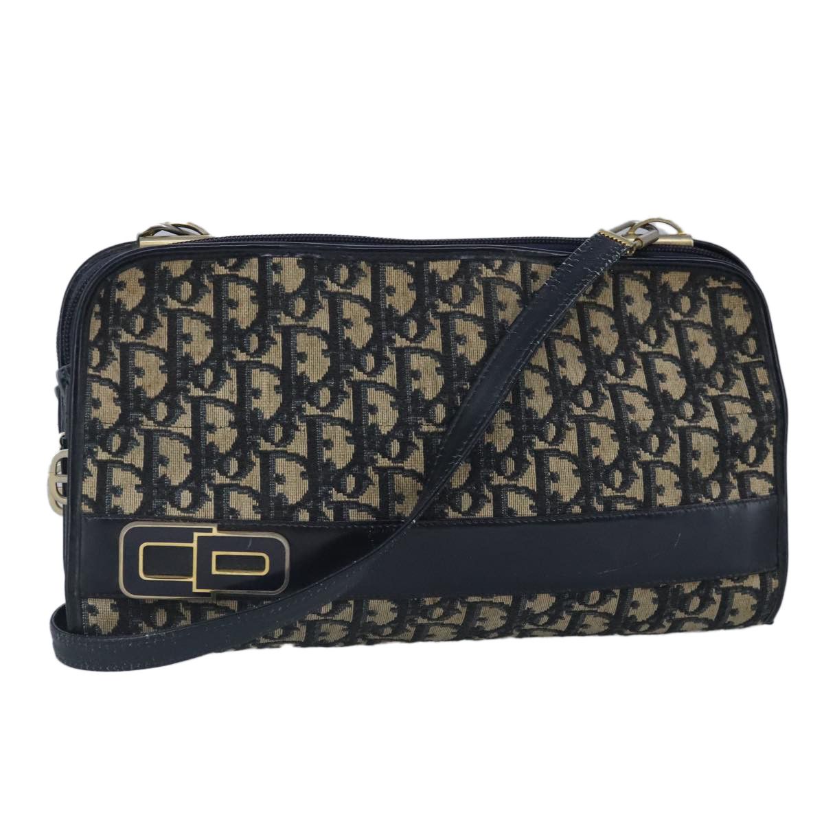 Trotter Navy Canvas Shoulder Bag (Pre-Owned)