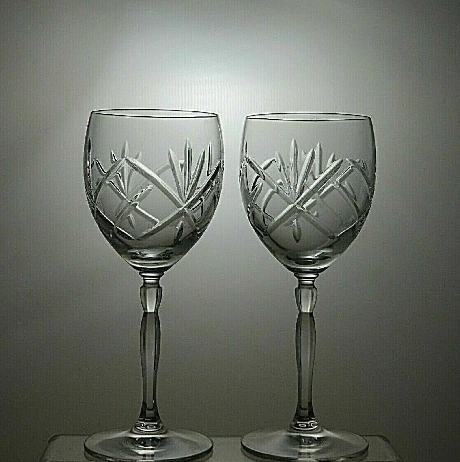 The Unbranded Brand Lead Crystal Cut Glass Set Of 2 Water Goblets 8" Size ONE SIZE - 2 Thumbnail