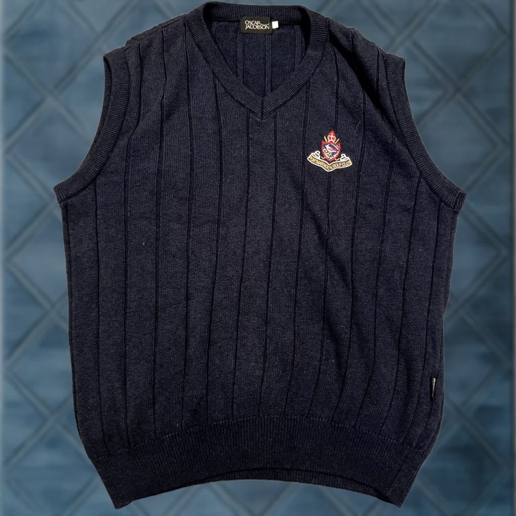 Oscar Jacobson Vintage Oscar Jacobson Portmarnock Golf Club V Neck Cotton Sweater Large Size US L / EU 52-54 / 3 - 1 Thumbnail
