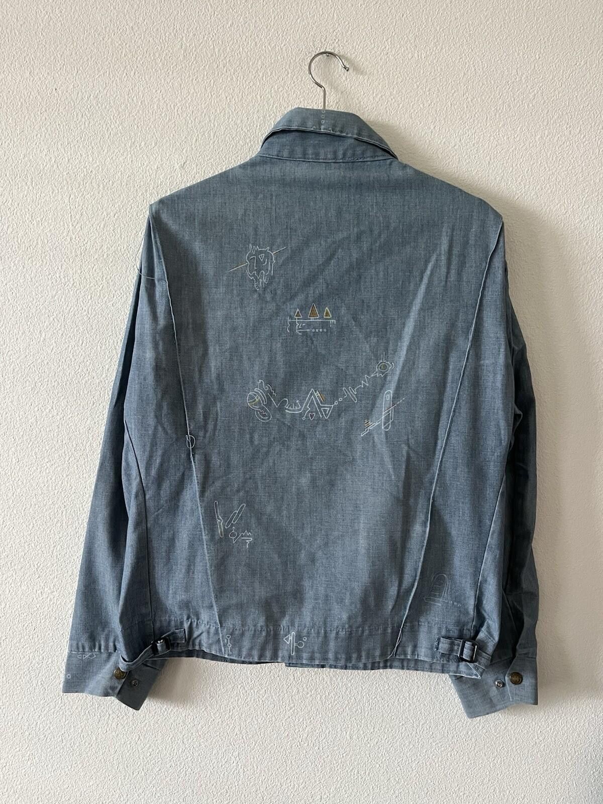 Other Vintage Hand Drawn Chambray Denim Jacket Blue M/L Size L / US 10 / IT 46 - 4 Thumbnail