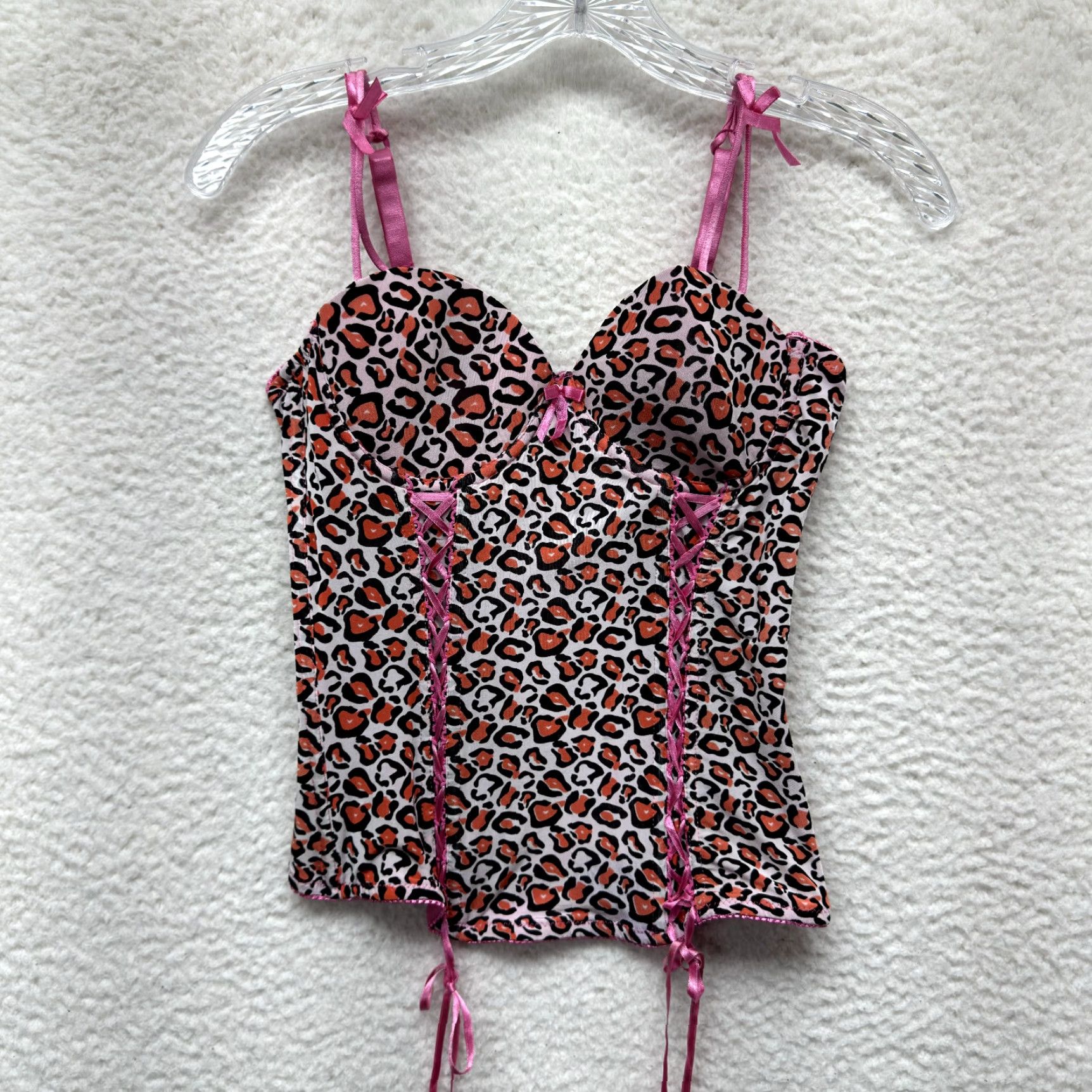 Vintage VINTAGE Y2K Corset Bustier Top Pink Leopard Cheetah Animal Print Boned Coquette Fairy Womens SXS Size S / US 4 / IT 40 - 2 Thumbnail