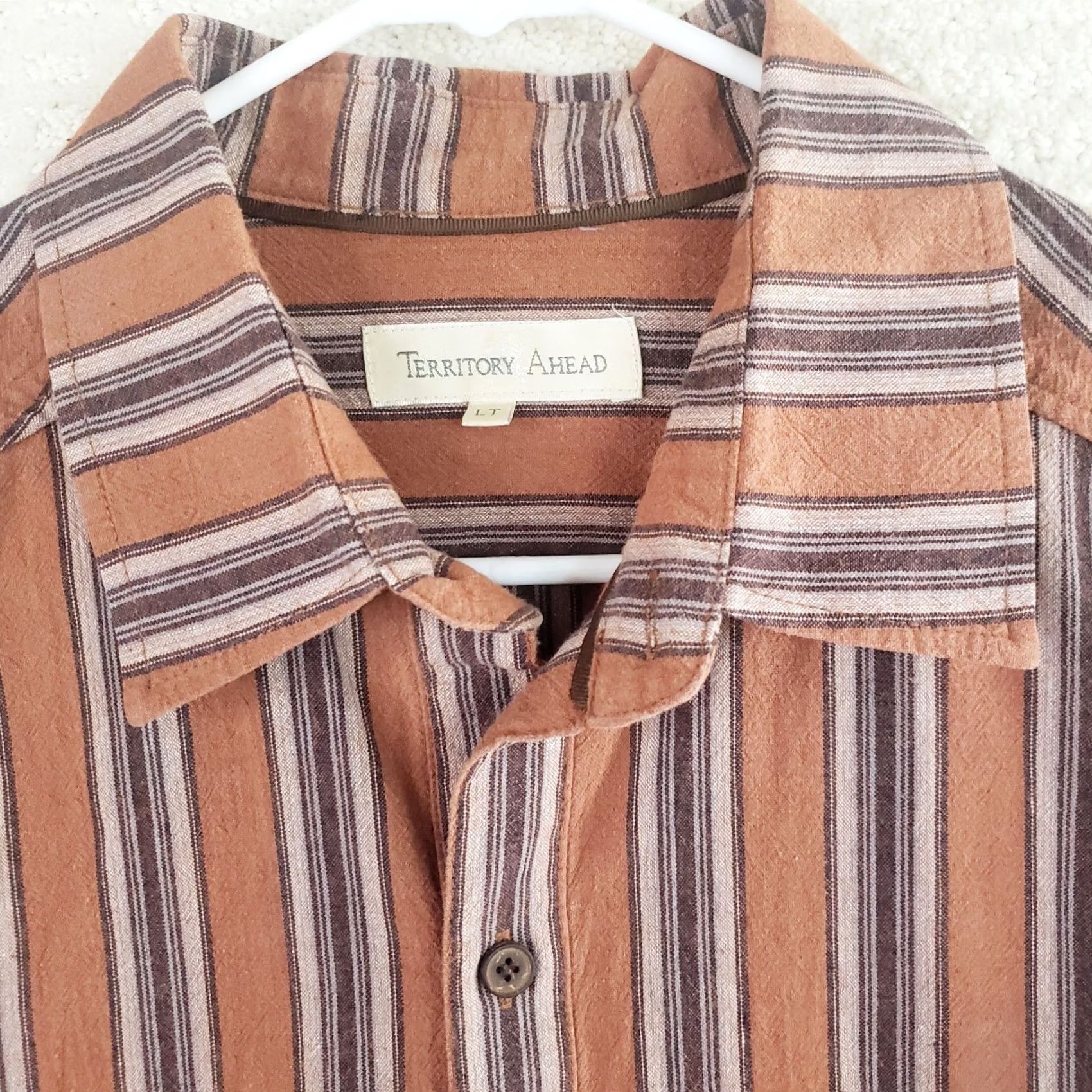 The Territory Ahead Territory Ahead Shirt Men's LT Brown Stripe 1/2 Button Pullover LS Western Look Size US L / EU 52-54 / 3 - 5 Thumbnail