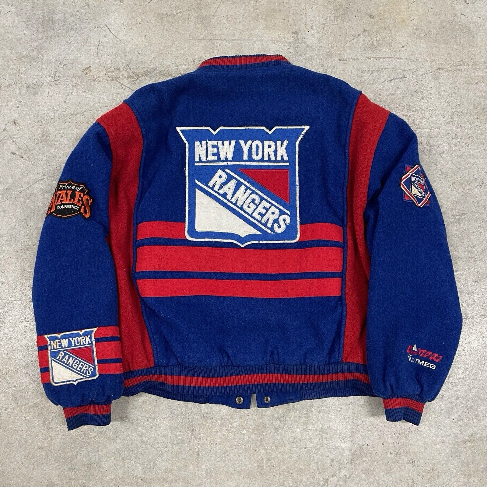 Vintage 90s Nutmeg New York Rangers Hockey NHL Bomber Jacket