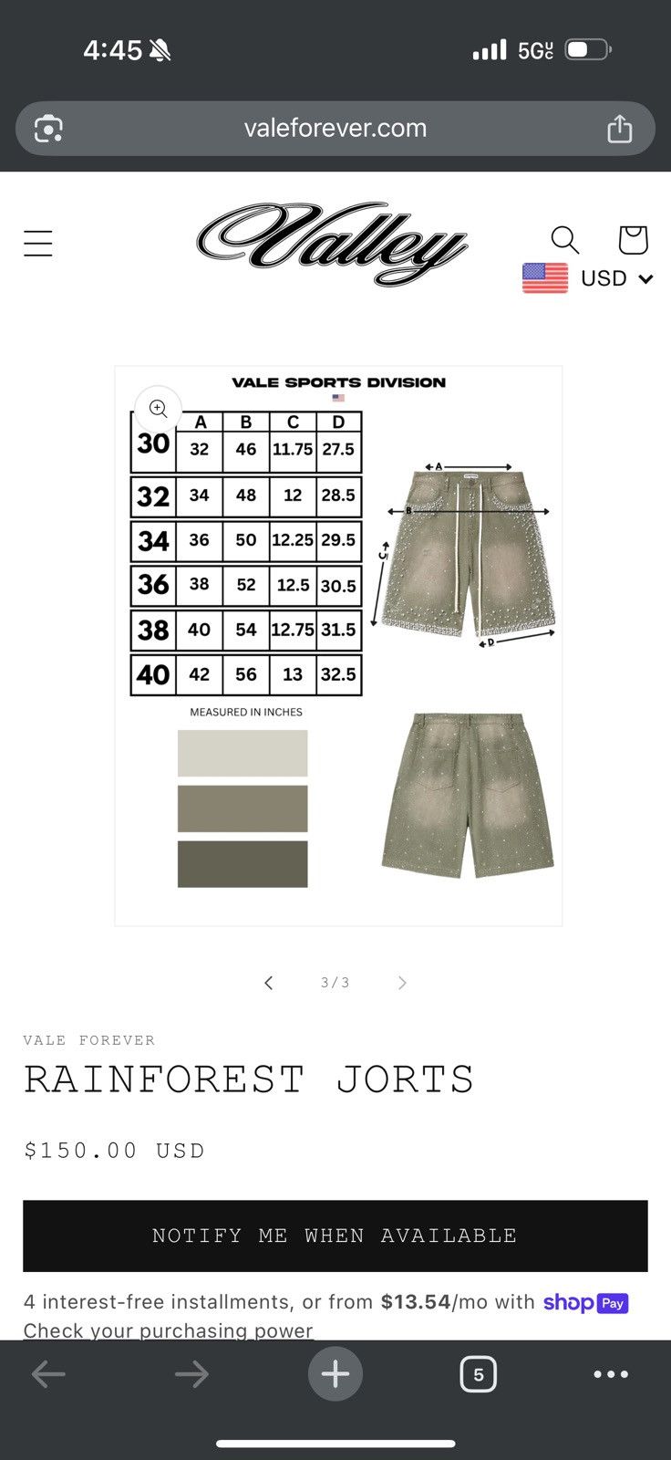 Vale Vale Rain Forest Jorts Sz 34 Size US 34 / EU 50 - 5 Thumbnail