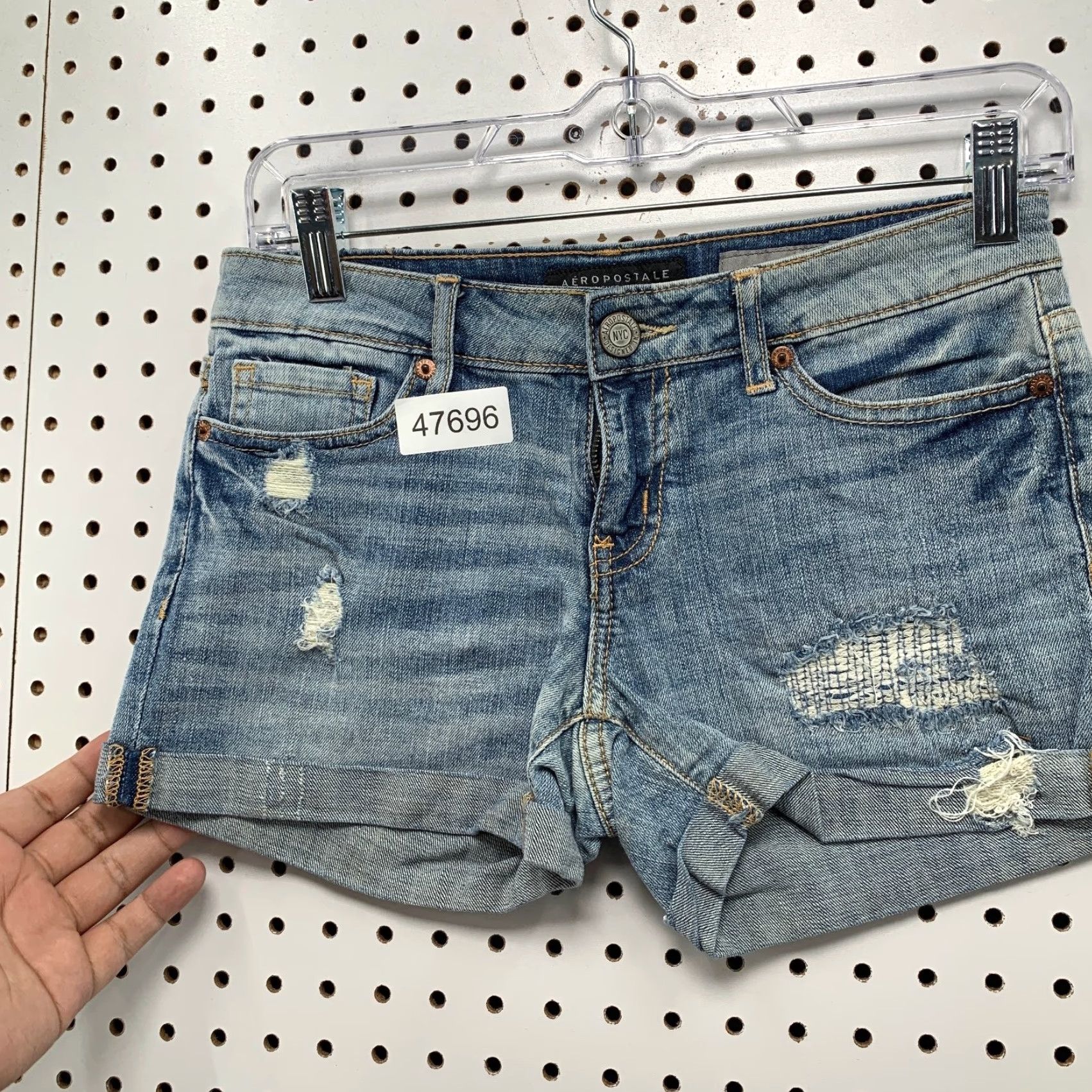 Vintage Aéropostale Denim Bermuda Shorts Womens 0 Blue Distressed Cuffed Hem 28x3 Size 25" / US 0 / IT 36 - 7 Thumbnail