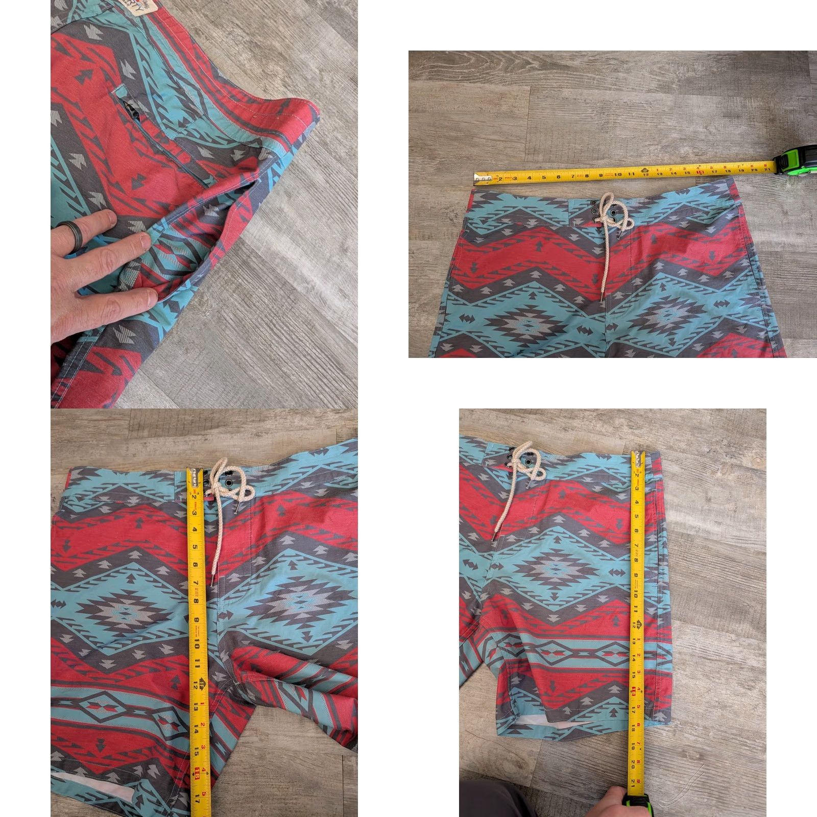 Faherty Faherty Brand Men’s Drawstring Board Shorts 36 Aztec Geometric Multicolor Lightweight Bottom Mens Size US 36 / EU 52 - 8 Thumbnail