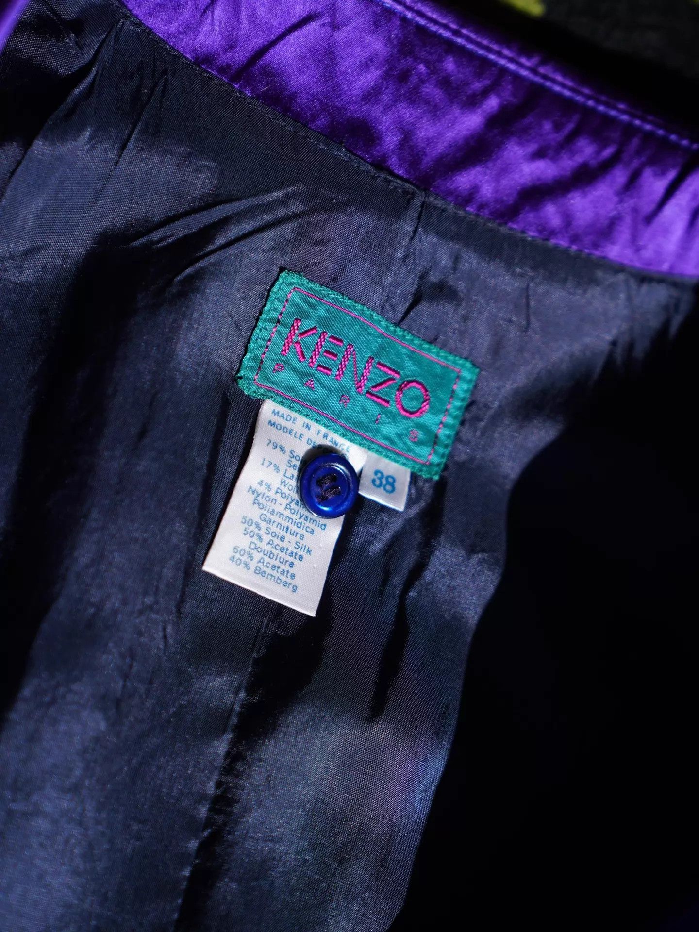 Kenzo Kenzo Vintage 80s Deep Purple Silk-Wool Lace Dress Size XS / US 0-2 / IT 36-38 - 5 Thumbnail