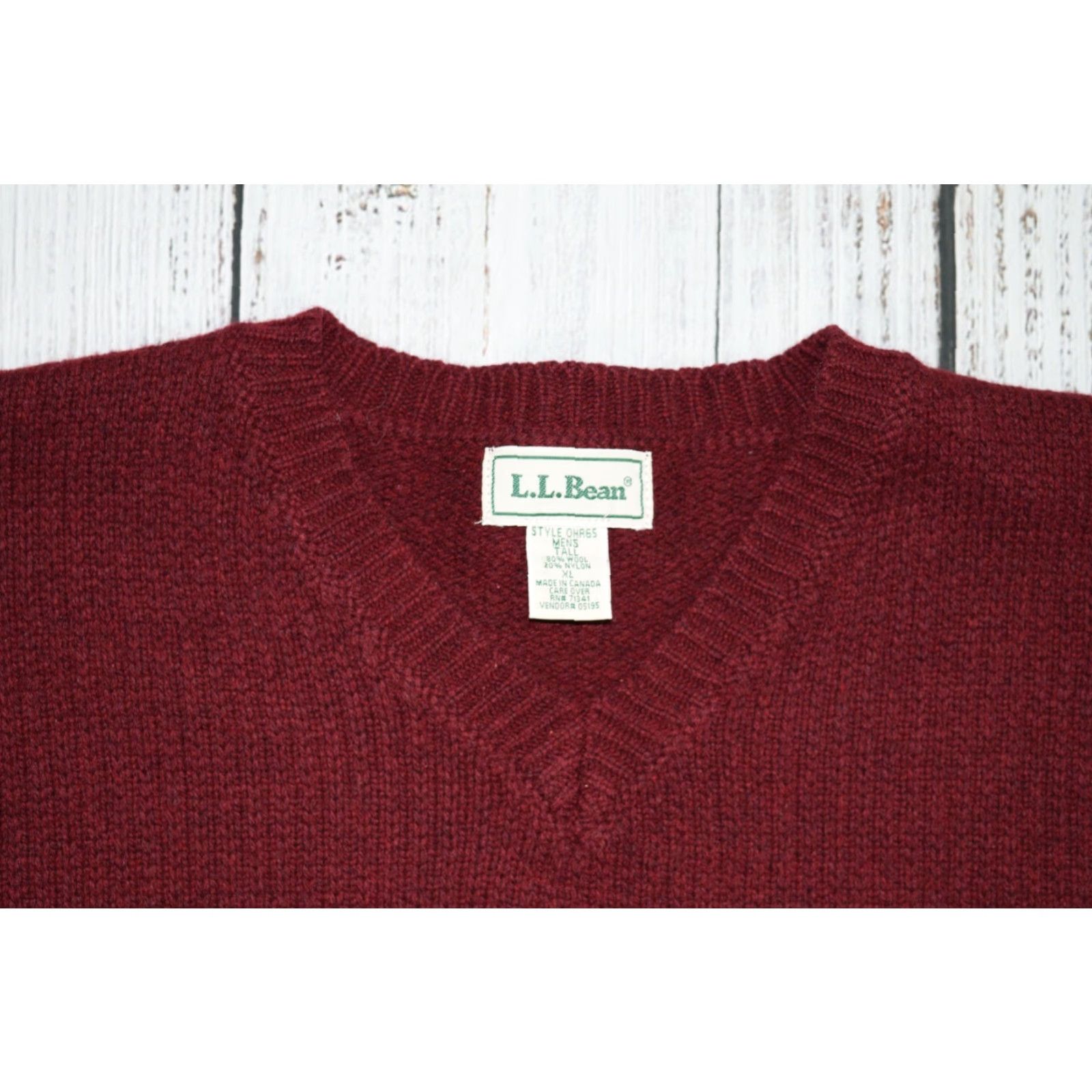 Vintage VINTAGE L.L. BEAN STRIPED RED WOOL BLEND PULLOVER SWEATER XL TALL 80s 90s MENS Size US XL / EU 56 / 4 - 2 Thumbnail