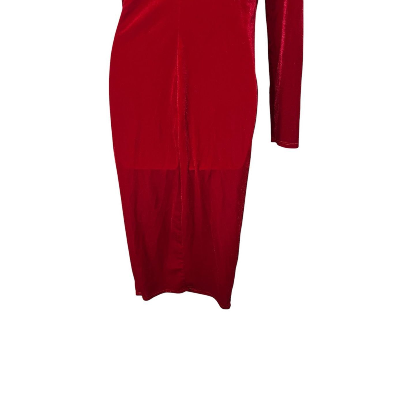 Other Vintage Day & Night 80s 90s Red Velvet One Shoulder Midi Dress Size M Size M / US 6-8 / IT 42-44 - 5 Thumbnail