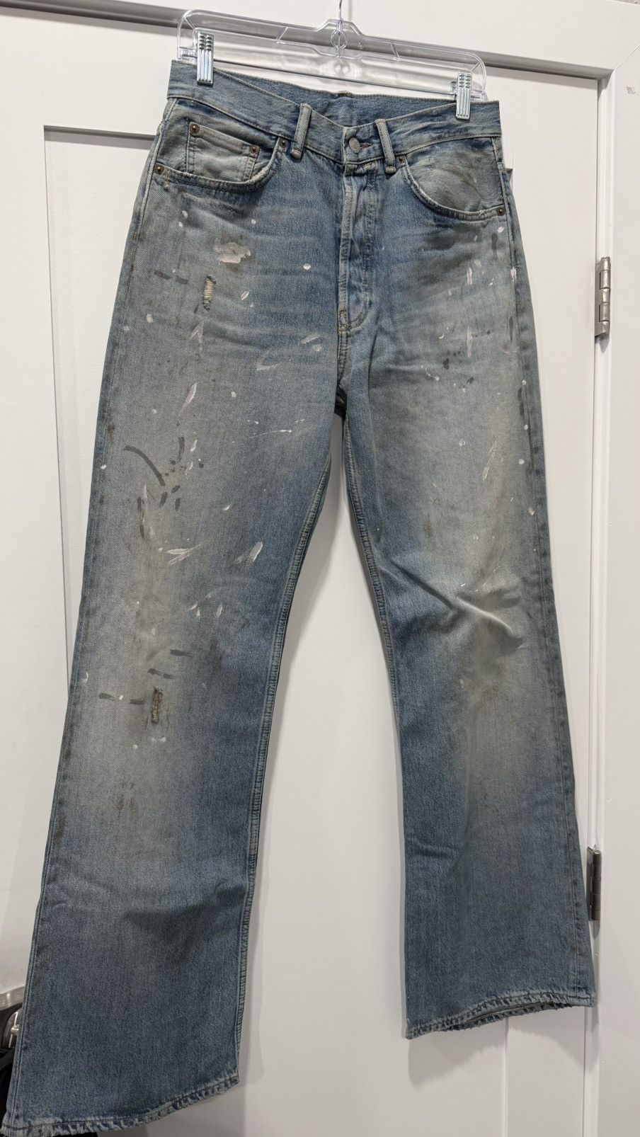 Acne Studios 2021 LOOSE BLUE PAINT SPLATTER JEANS Size US 29 - 2 Thumbnail