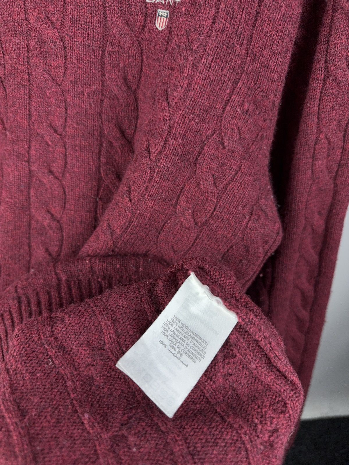 Gant Luxury GANT Lambswool Cable Knit Sweater Burgundy Ivy Style Size US XL / EU 56 / 4 - 4 Thumbnail