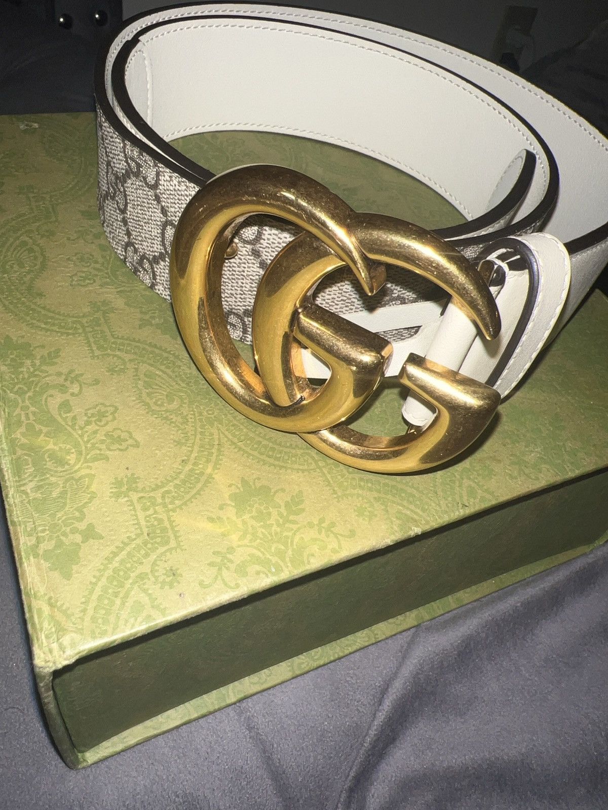 Gucci GUCCI MARMOT GG WHITE GOLD BELT Size ONE SIZE - 6 Thumbnail