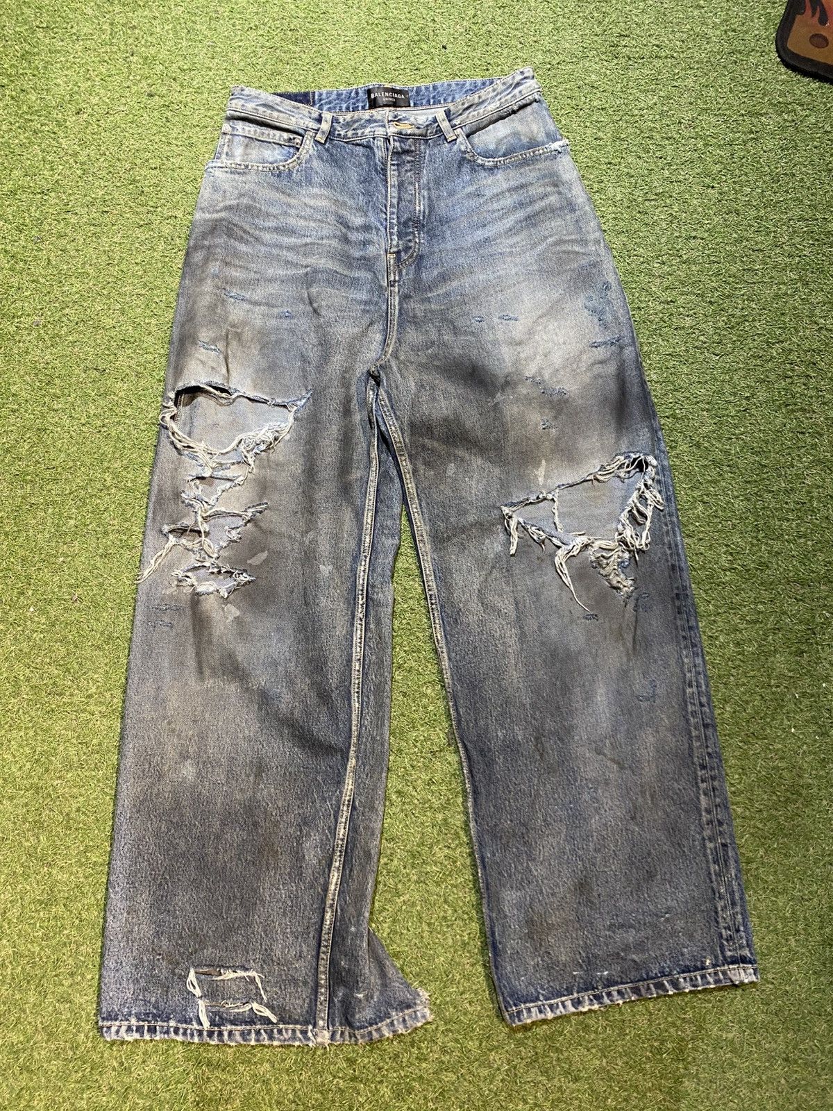 Balenciaga Balenciaga Oil Distress Denim Size US 32 / EU 48 - 1 Thumbnail