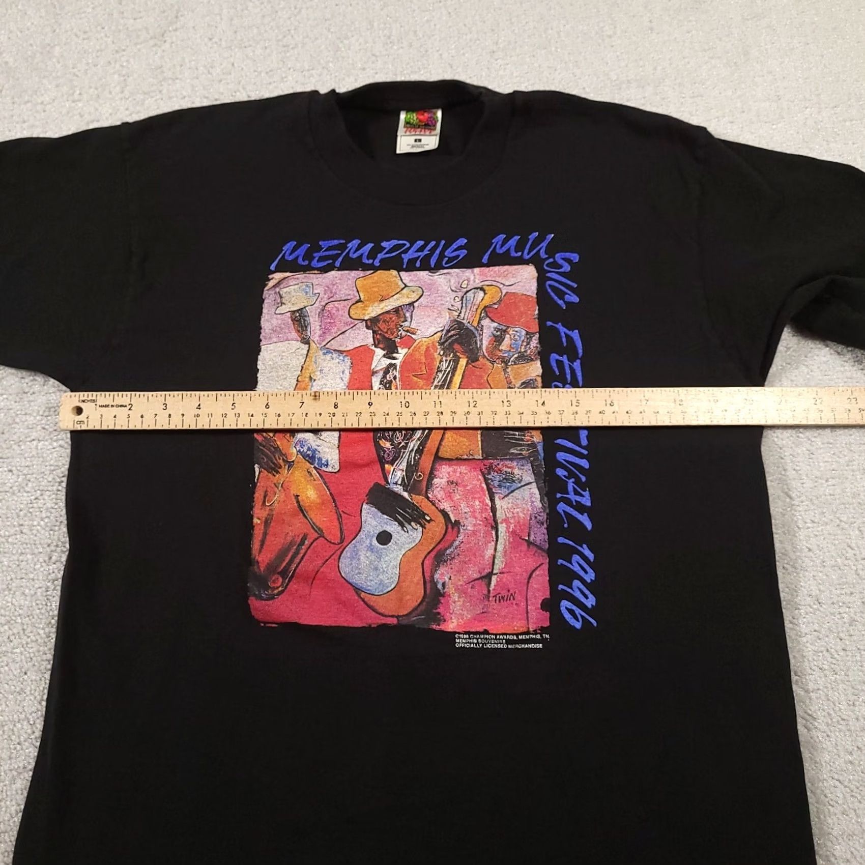 Fruit Of The Loom VINTAGE Memphis Music Festival Shirt Black L Rock N Roll Beale Street Mens Shirt Size US L / EU 52-54 / 3 - 3 Thumbnail