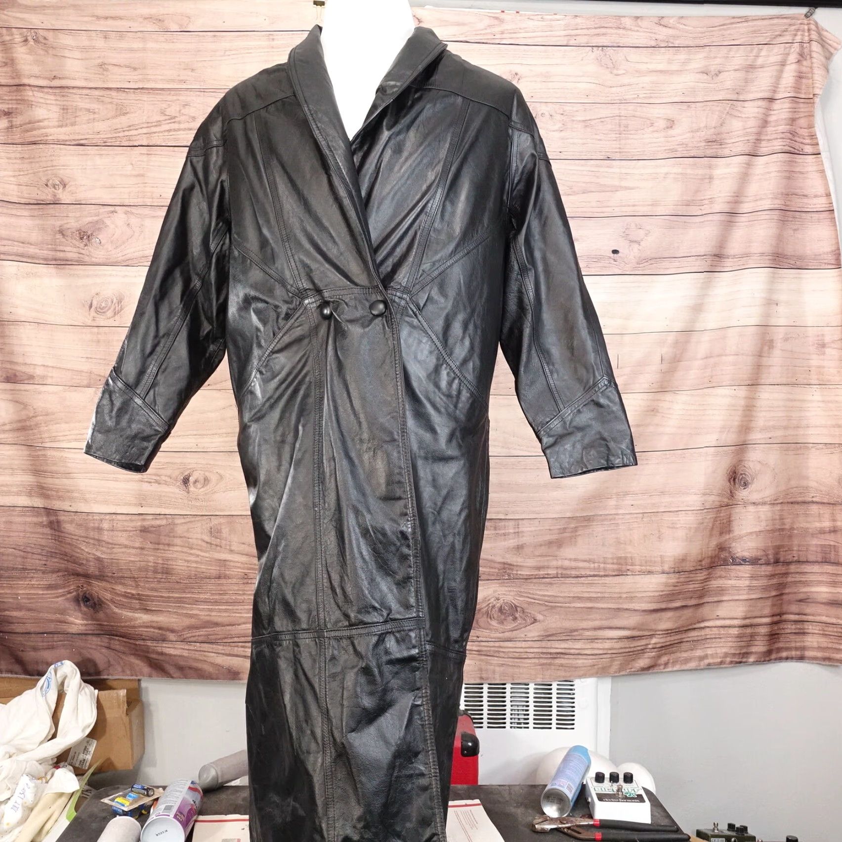Vintage VINTAGE Wilsons Leather Women Coat Trench Size S Small Black 24.5" Pit-to-Pit 48" Length Mens Womens Girls Boys? Size S / US 4 / IT 40 - 2 Thumbnail