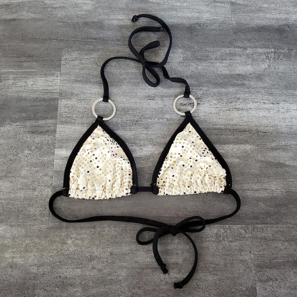 Designer White Gold Black LMG Bikini Top Size ONE SIZE - 1 Thumbnail