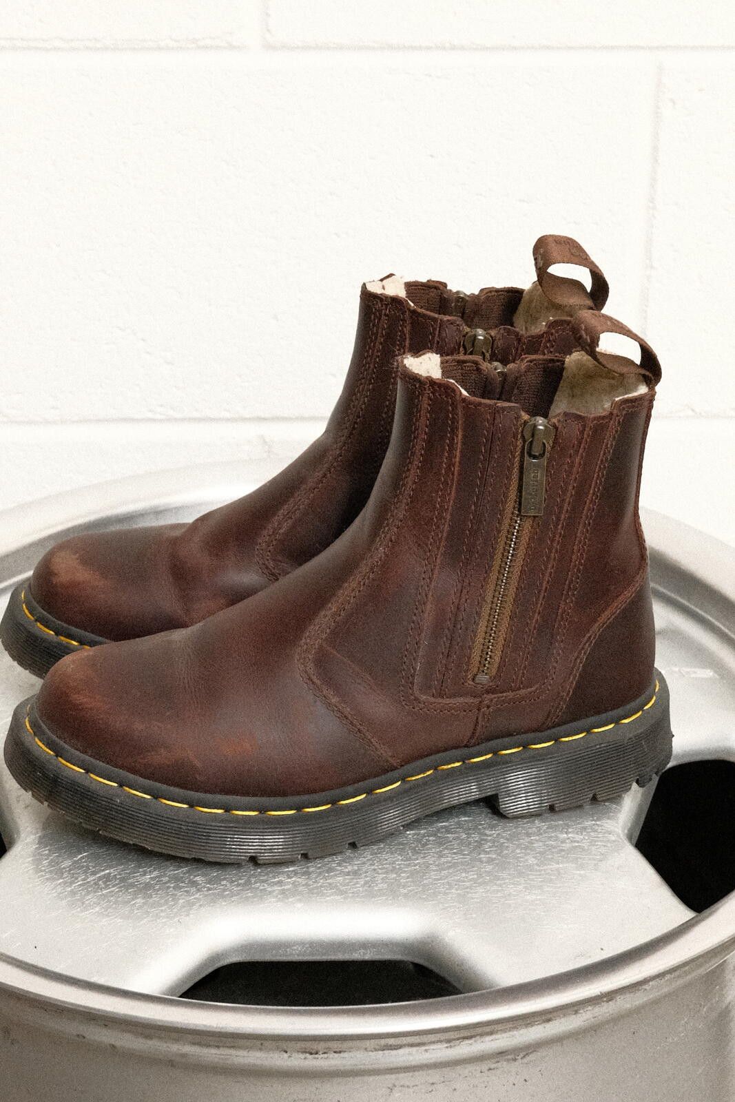 Dr. Martens Dr. Martens Brown Leather Zip-Up Ankle Boots Size US 9 / EU 42 - 4 Thumbnail