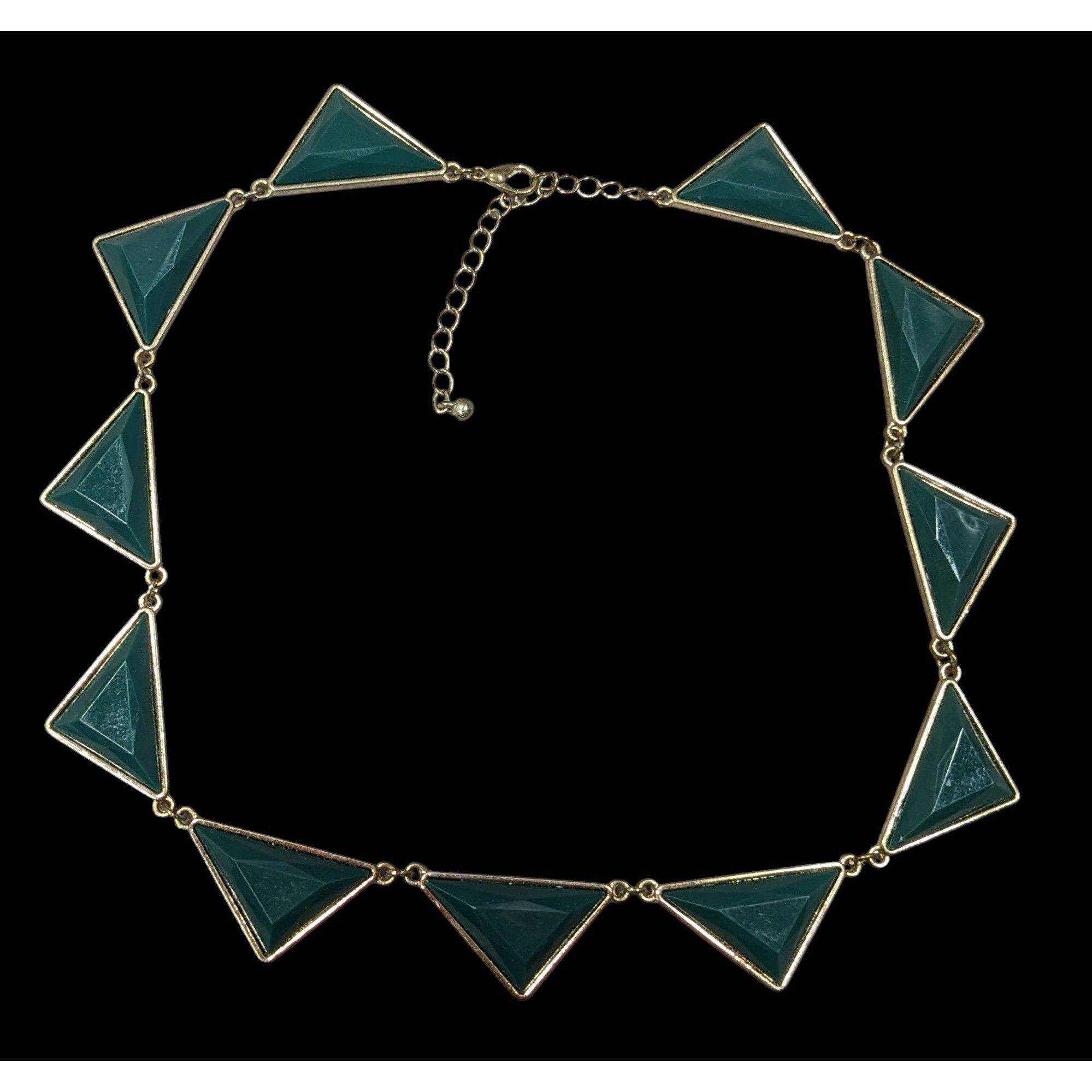 Other Geometric Dark Green And Gold Statement Necklace Size ONE SIZE - 1 Thumbnail