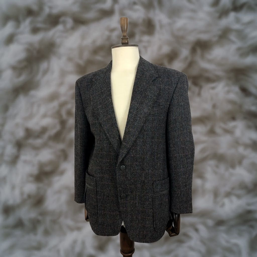 Harris Tweed Harris Tweed Blazer Pure New Wool Men Gray Classic Size 44L - 1 Thumbnail