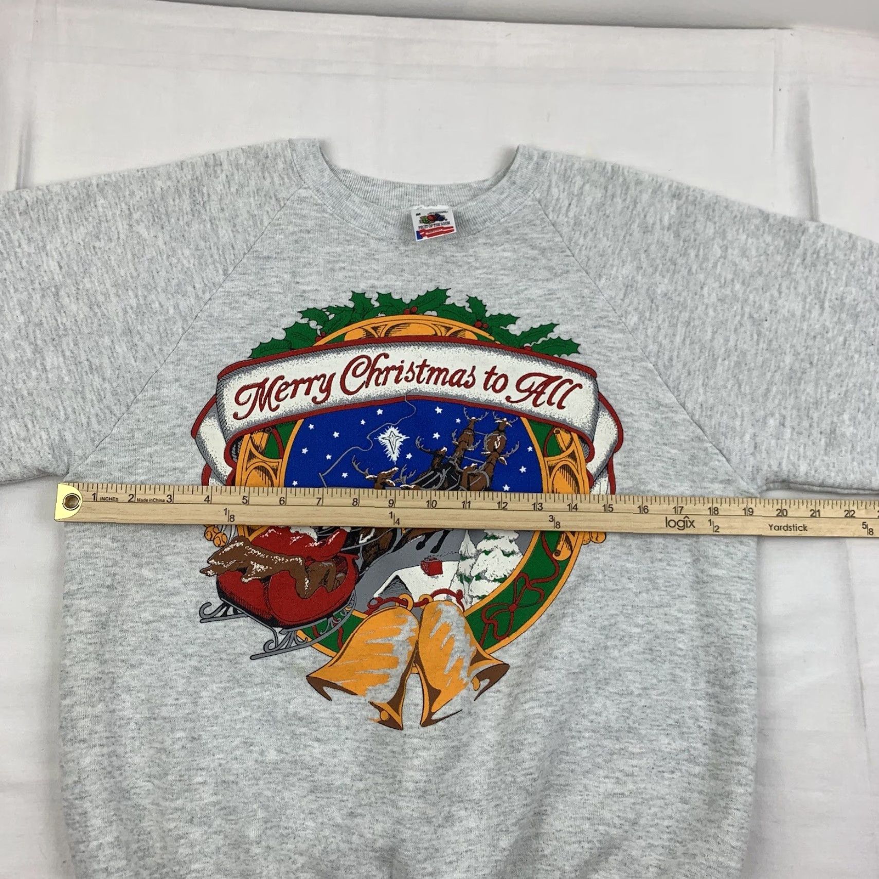 Fruit Of The Loom Vintage Christmas Sweatshirt Adult Medium Gray Merry Christmas To Yall Santa 90s Size US M / EU 48-50 / 2 - 6 Thumbnail