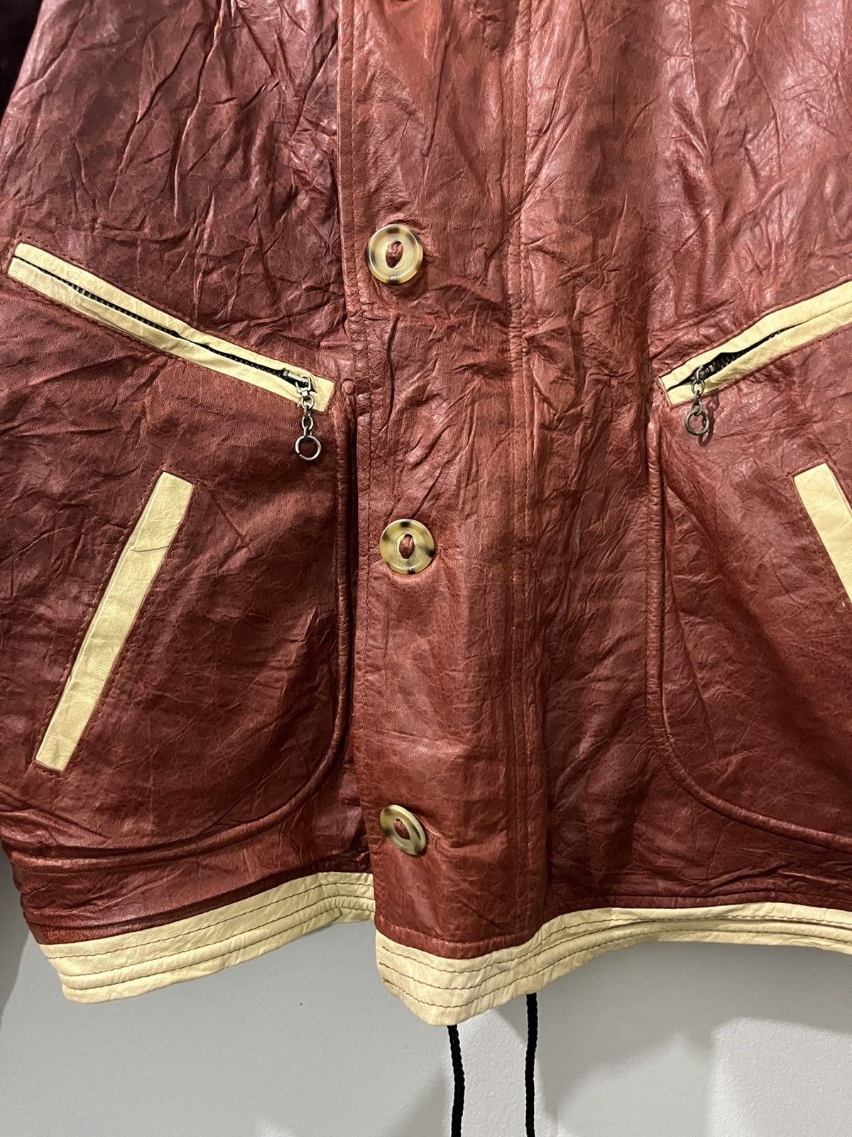 Jiberish VINTAGE 80s LEATHER JACKETS BOMBER STYLE Size US L / EU 52-54 / 3 - 5 Thumbnail