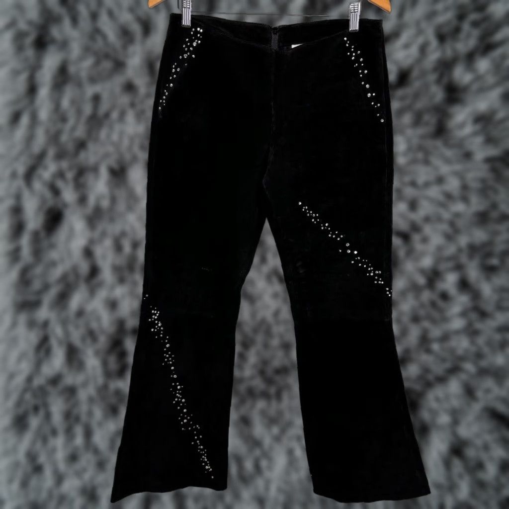 Vintage VINTAGE Wilsons Leather Black Suede Flare Pants Sz 12 Women’s Rock Star Y2K Bling Size 34" / US 12 / IT 48 - 1 Thumbnail