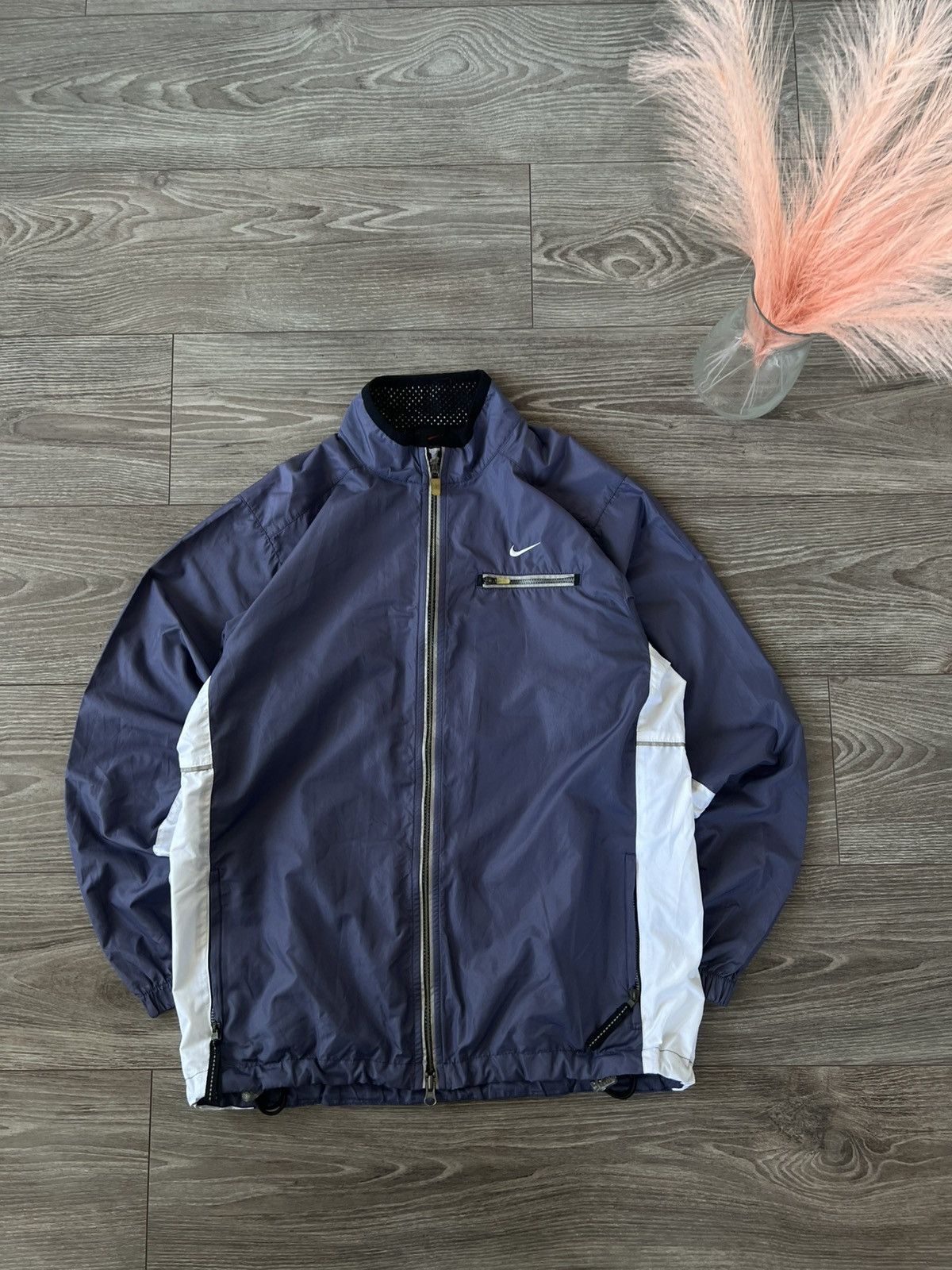 Nike × Vintage ‼️Vintage Nike 90s Knit Logo Swoosh Windbreaker Jacket Size US M / EU 48-50 / 2 - 1 Thumbnail