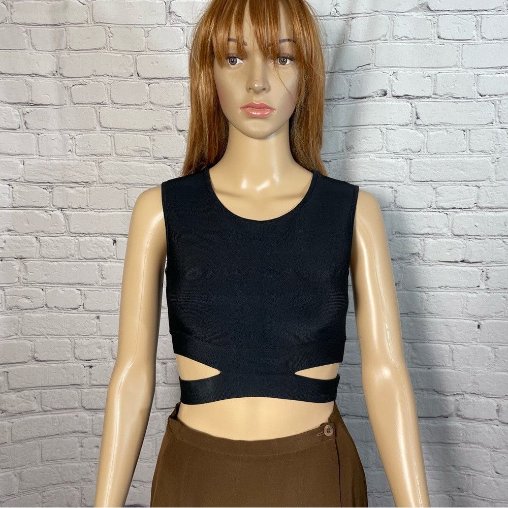 Bcbgmaxazria NWT New $198 BCBGMaxAzria Clarissa Black Crop Knit Top Size Size XS / US 0-2 / IT 36-38 - 2 Thumbnail