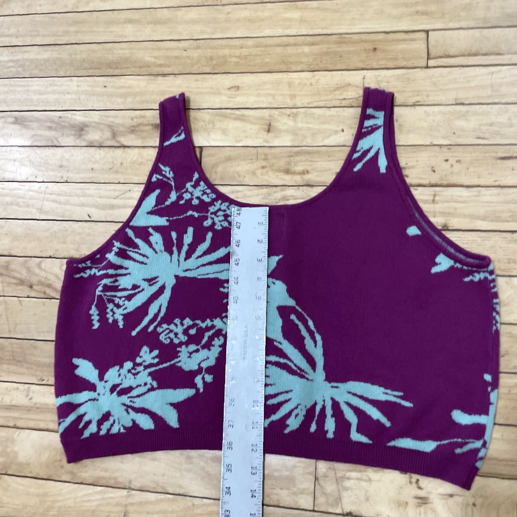 Vintage FUTURE COLLECTIVE Gabriella Karefa-Johnson Knit Tank Top Womens 2X Purple Floral Shirt Tank Women 2X Purple Floral Size XXL / US 16-18 / IT 52-54 - 4 Thumbnail
