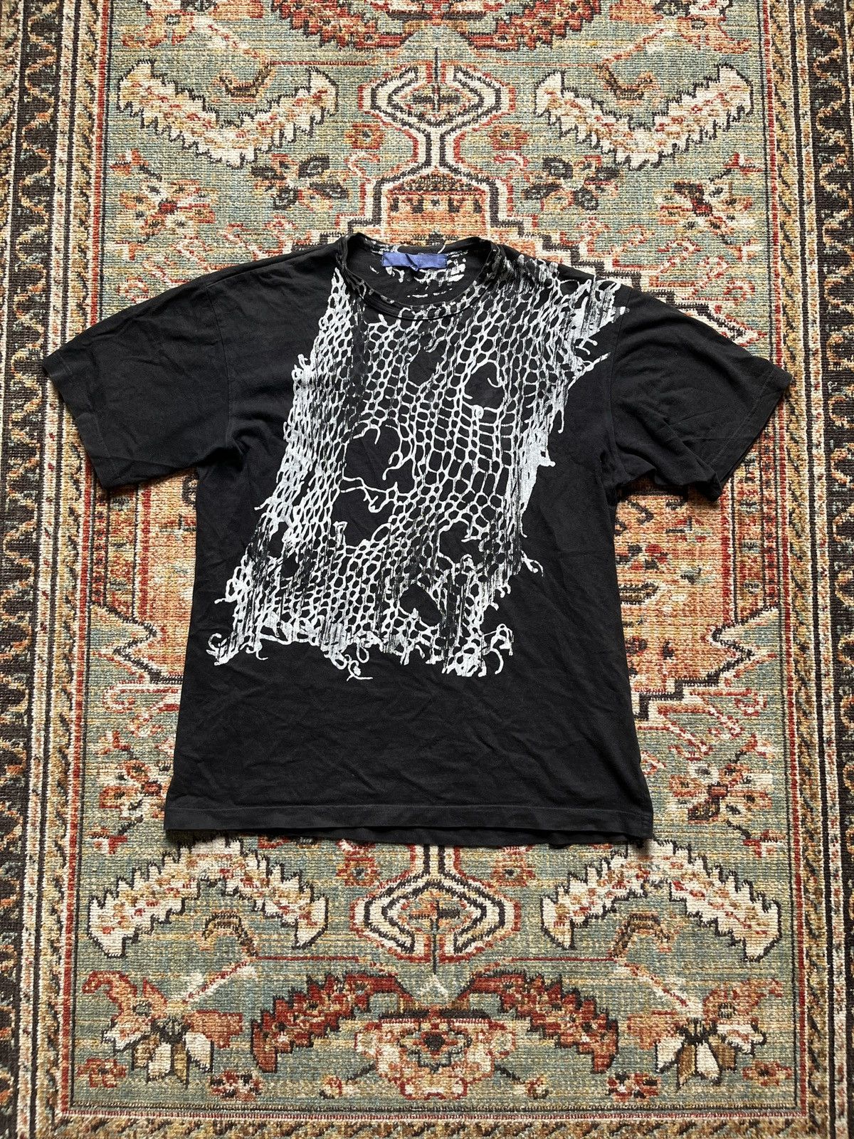 image of Comme Des Garcons Homme Plus x Junya Watanabe Ad2008 Junya Watanabe Screen-Print T-Shirt in Black (