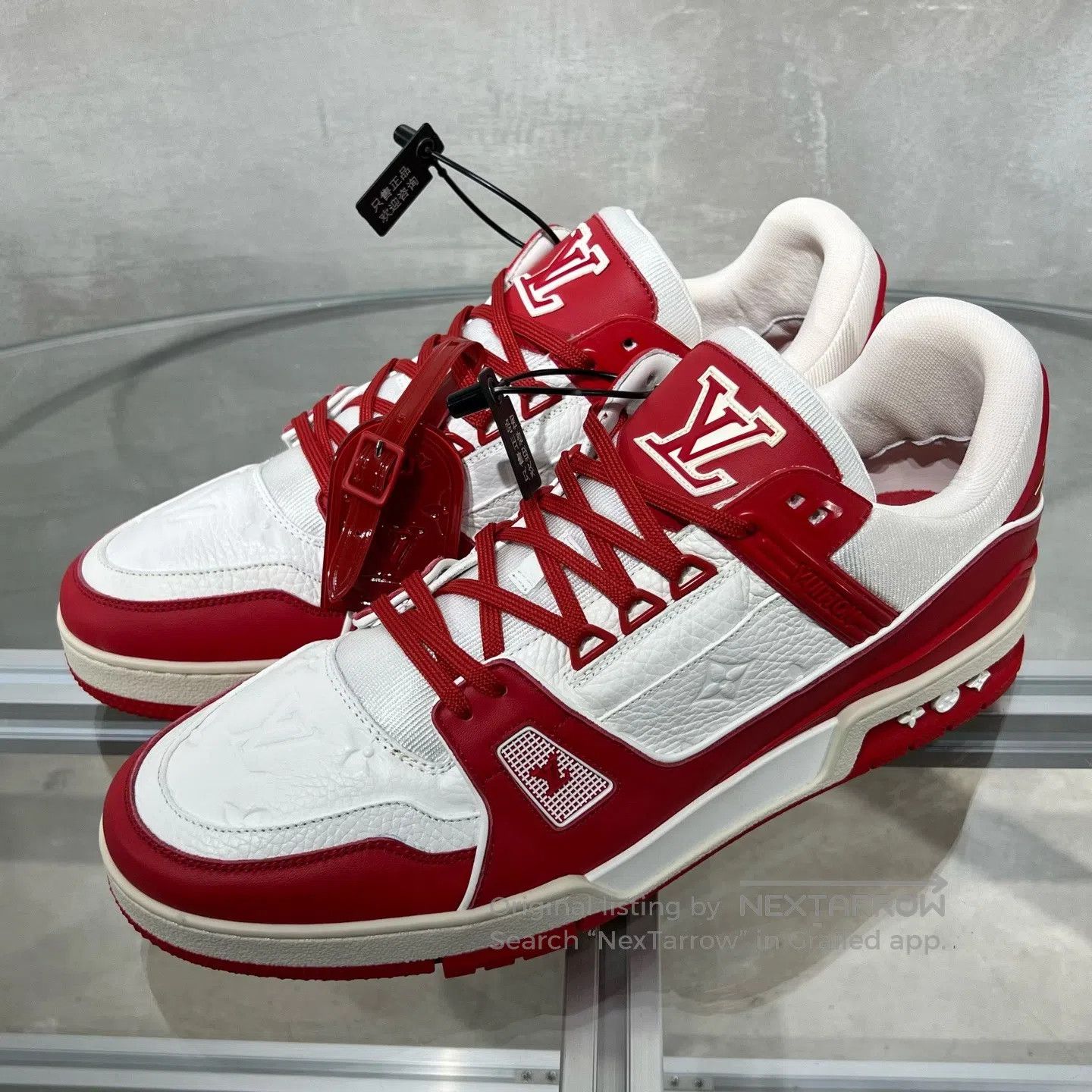 Louis Vuitton Louis Vuitton Trainer White and Red Charity Fund board sho Size US 12 / EU 45 - 1 Thumbnail